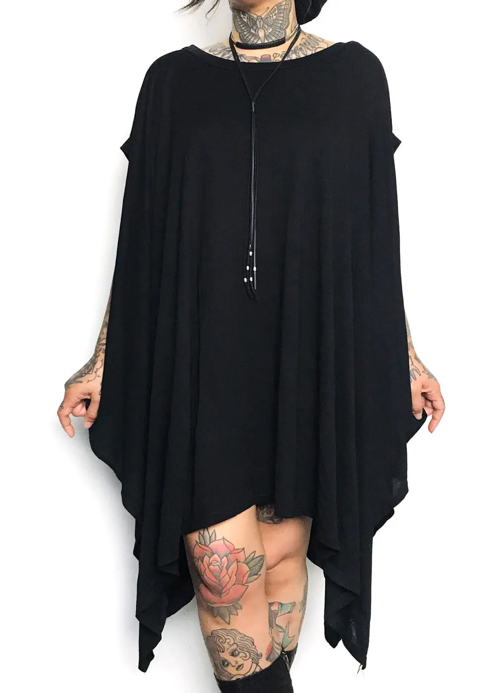 Foxblood Rhiannon Flowing Oversized Tunic Top Zwart