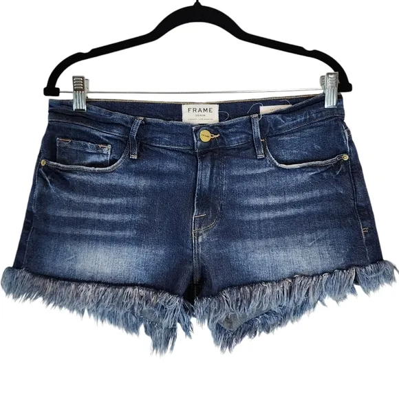 Frame Denim Le CutOff Micro Shred Shorts Fray Fringe Hem Bohemian Denim Short 28