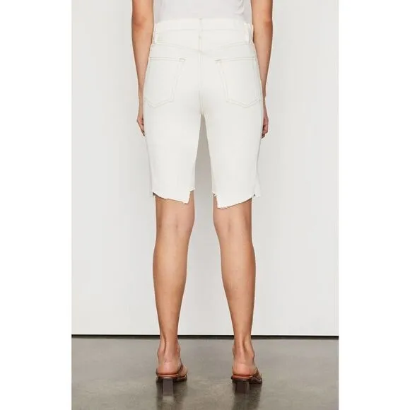 Frame  High Waist Jagged Hem Denim Bermuda Shorts