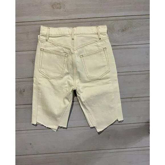Frame  High Waist Jagged Hem Denim Bermuda Shorts
