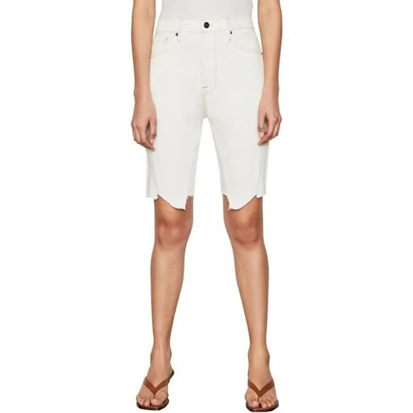 Frame  High Waist Jagged Hem Denim Bermuda Shorts