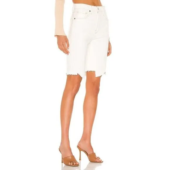 Frame  High Waist Jagged Hem Denim Bermuda Shorts