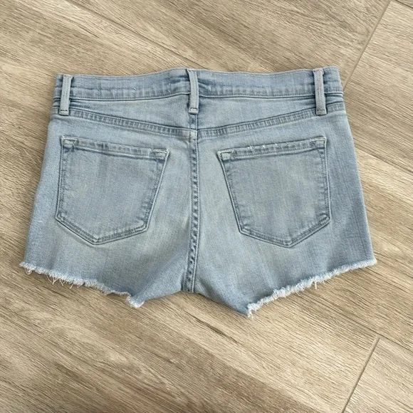 Frame Le Cutoff Light Wash Distressed Blue Denim Jean Shorts Size 25