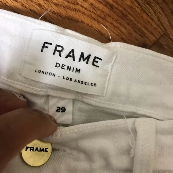 Frame Le Cutoff White Denim Shorts