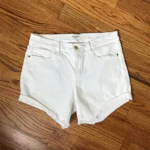 Frame Le Cutoff White Denim Shorts