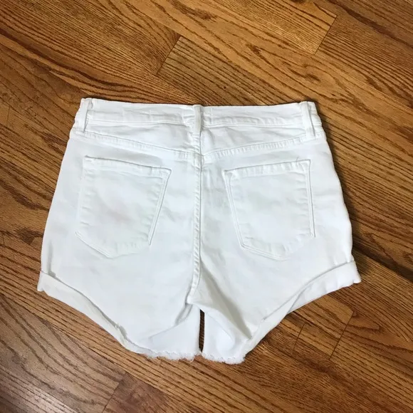 Frame Le Cutoff White Denim Shorts
