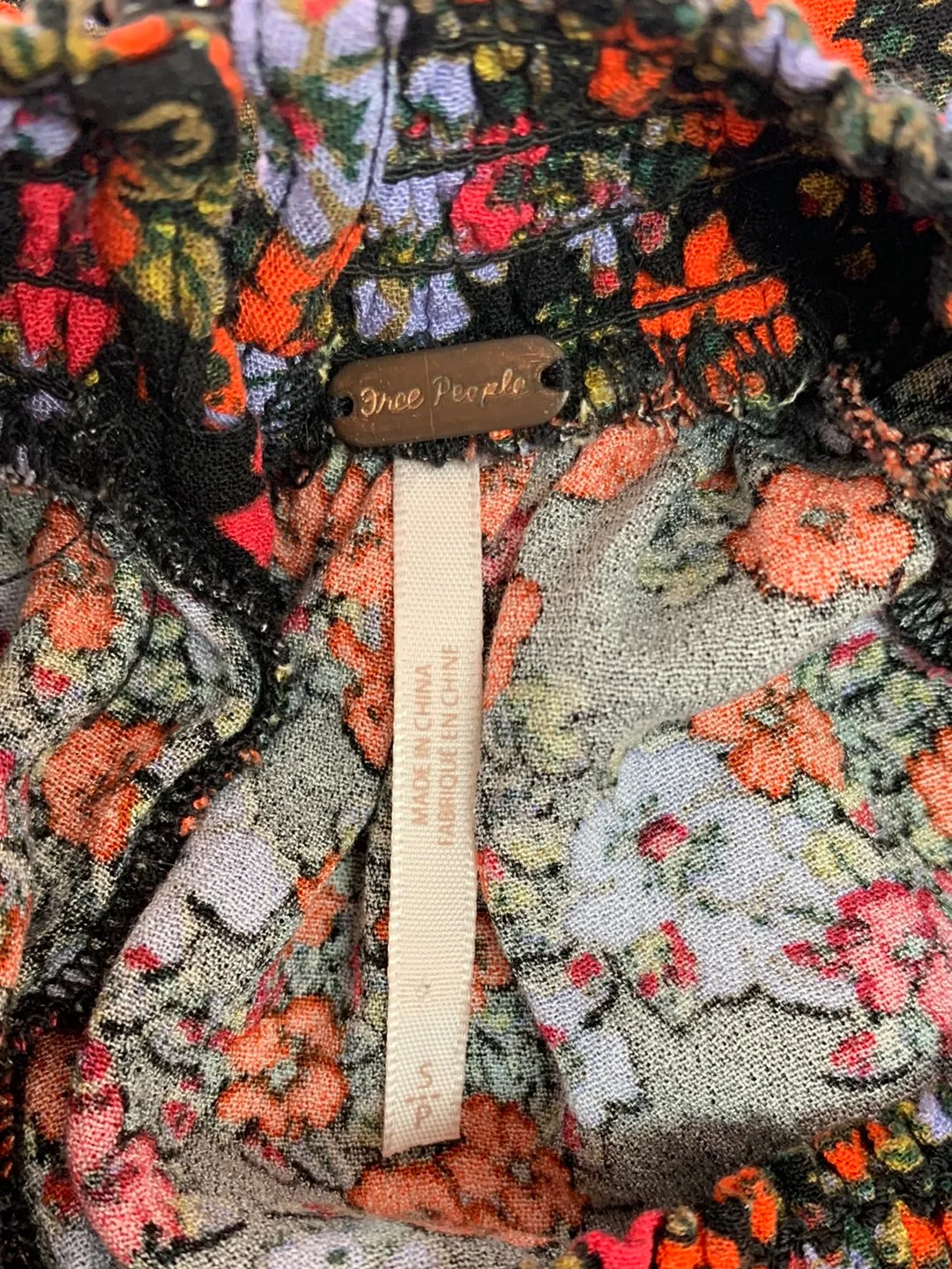 FREE PEOPLE floral Flowers in Her Hair Long Sleeve Tunic Blouse - S