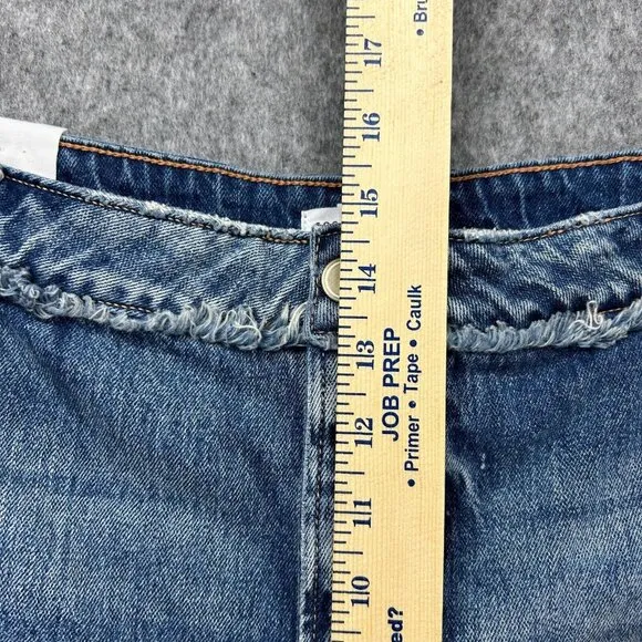 Good American Bombshell Cut Off Jean Shorts Women's Size 22 Button Fly Denim NWT