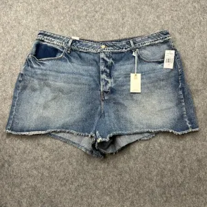 Good American Bombshell Cut Off Jean Shorts Women's Size 22 Button Fly Denim NWT