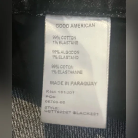 GOOD AMERICAN Good Boy Side Slit Straight Jeans Black Gray Wash size 8/29