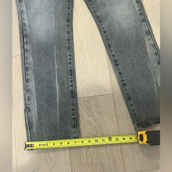 GOOD AMERICAN Good Boy Side Slit Straight Jeans Black Gray Wash size 8/29
