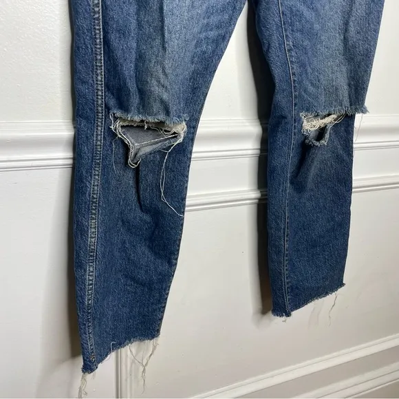 Good American Good Curve High Waist Raw Hem Straight Leg Jeans Womens 4/27