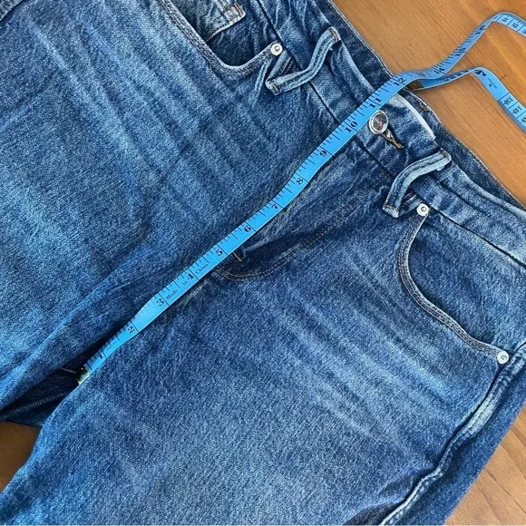 Good American Good Curve High Waist Raw Hem Straight Leg Jeans Womens 4/27