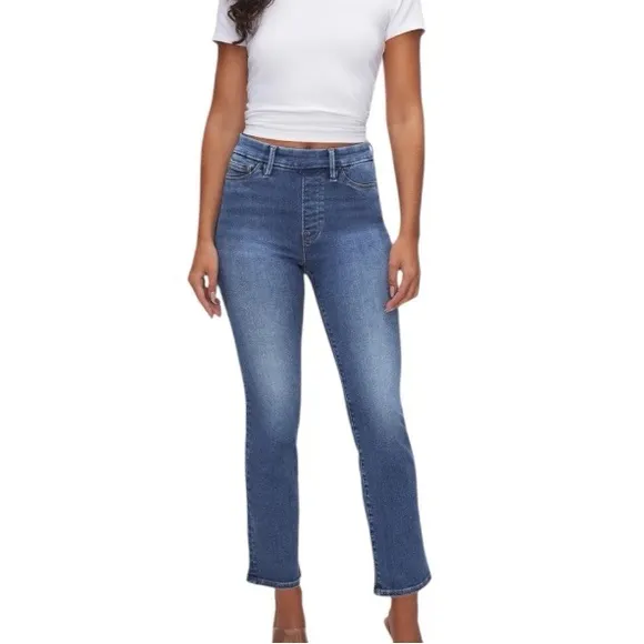 GOOD AMERICAN POWER STRETCH PULL-ON STRAIGHT JEANS SZ M NWT