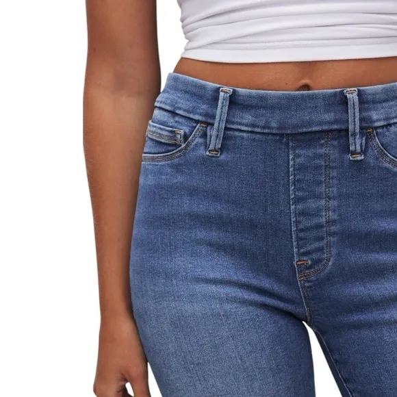GOOD AMERICAN POWER STRETCH PULL-ON STRAIGHT JEANS SZ M NWT