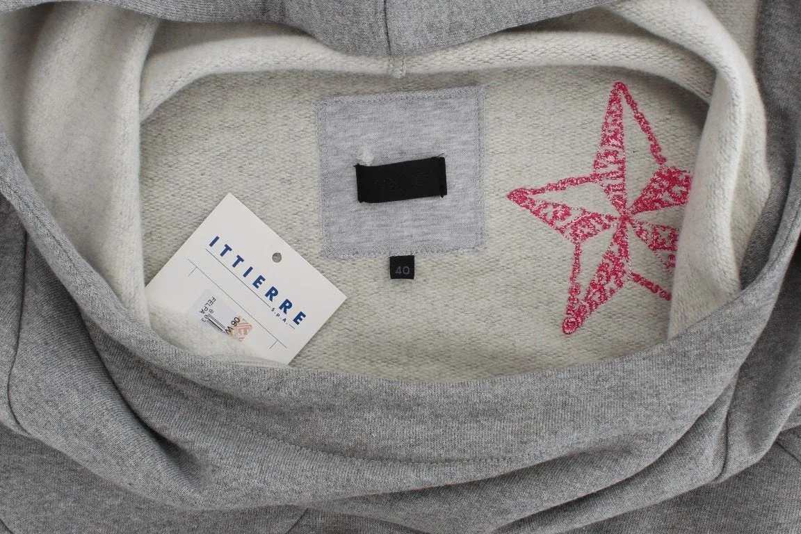 Gray Cotton Top Pullover Hooded Sweater