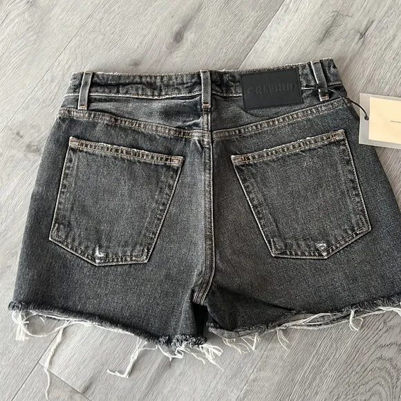 GRLFRND Helena High Rise Cutoff Denim Shorts 25 Black Distressed