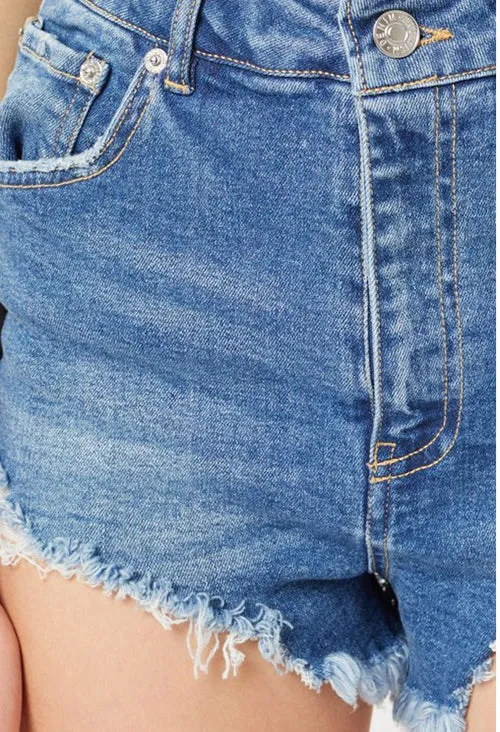 High Rise Distressed  Denim Shorts