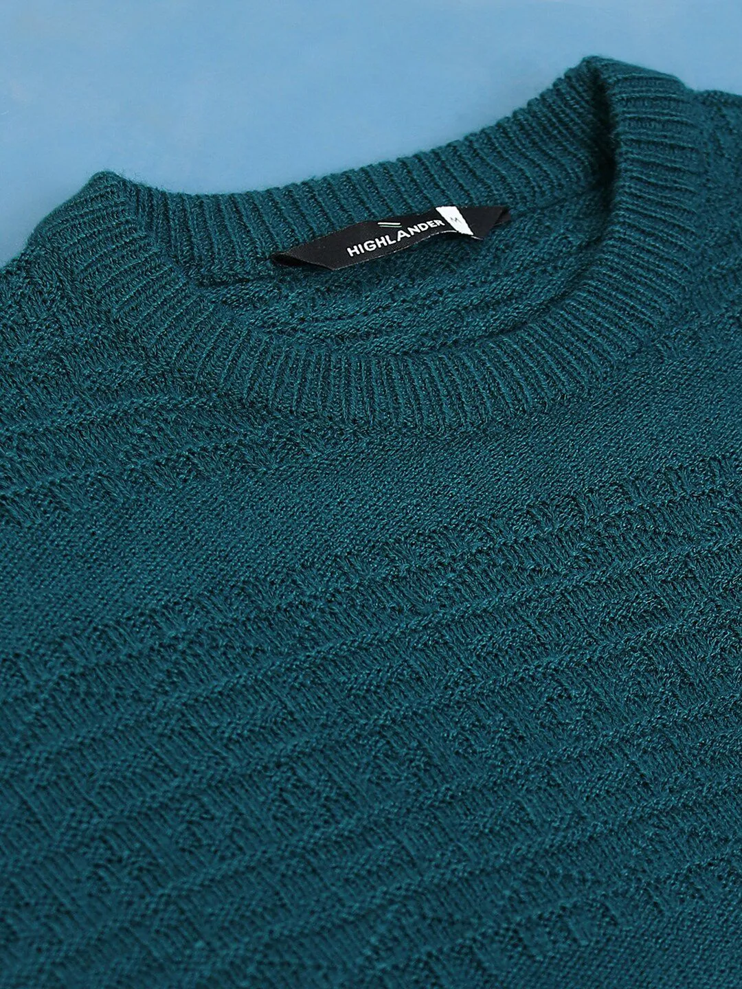 HIGHLANDER Self Design Open Knit Acrylic Pullover Sweater