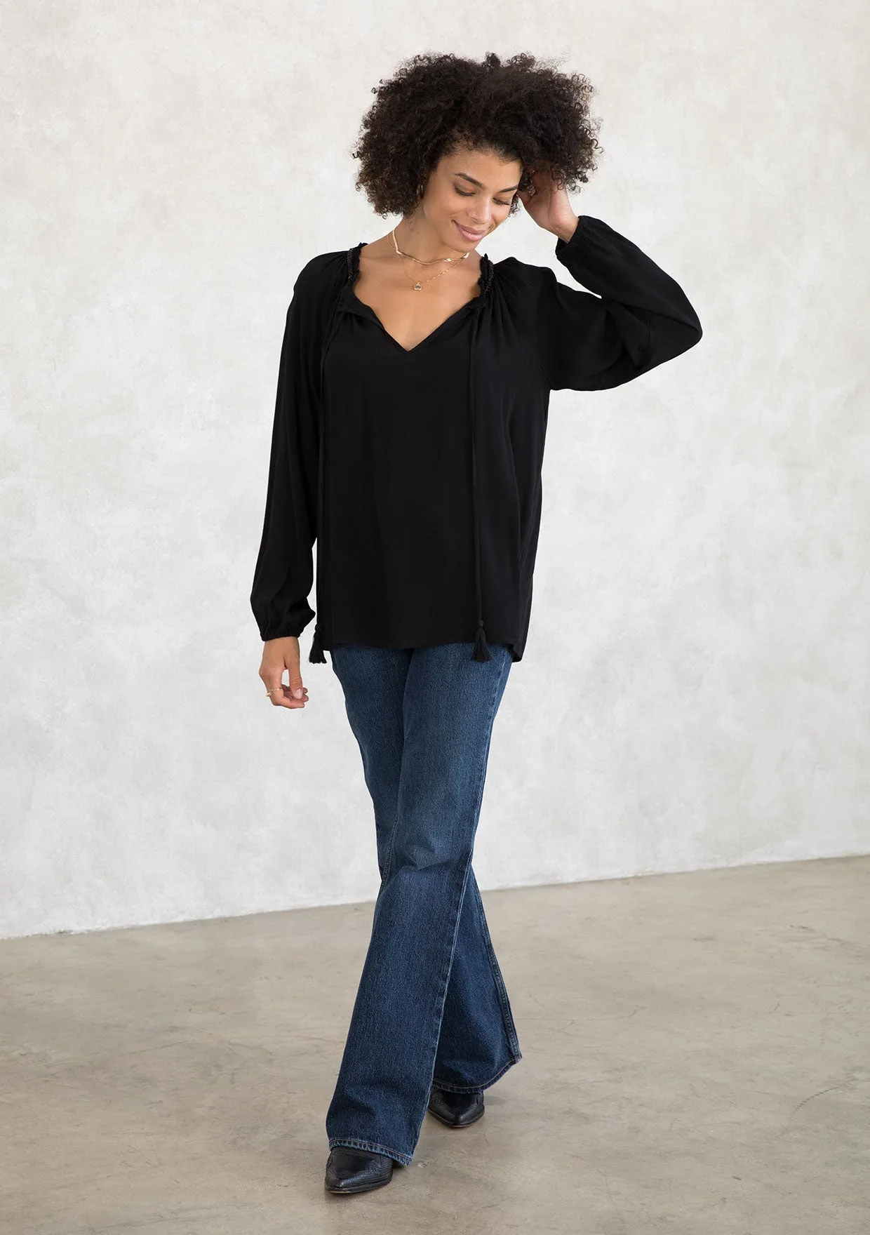 Holiday Bohemian Beaded Peasant Dressy Blouse