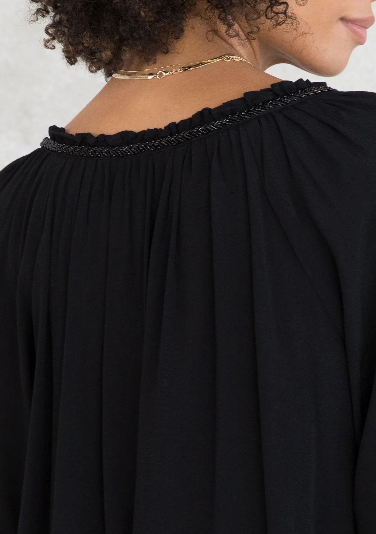 Holiday Bohemian Beaded Peasant Dressy Blouse