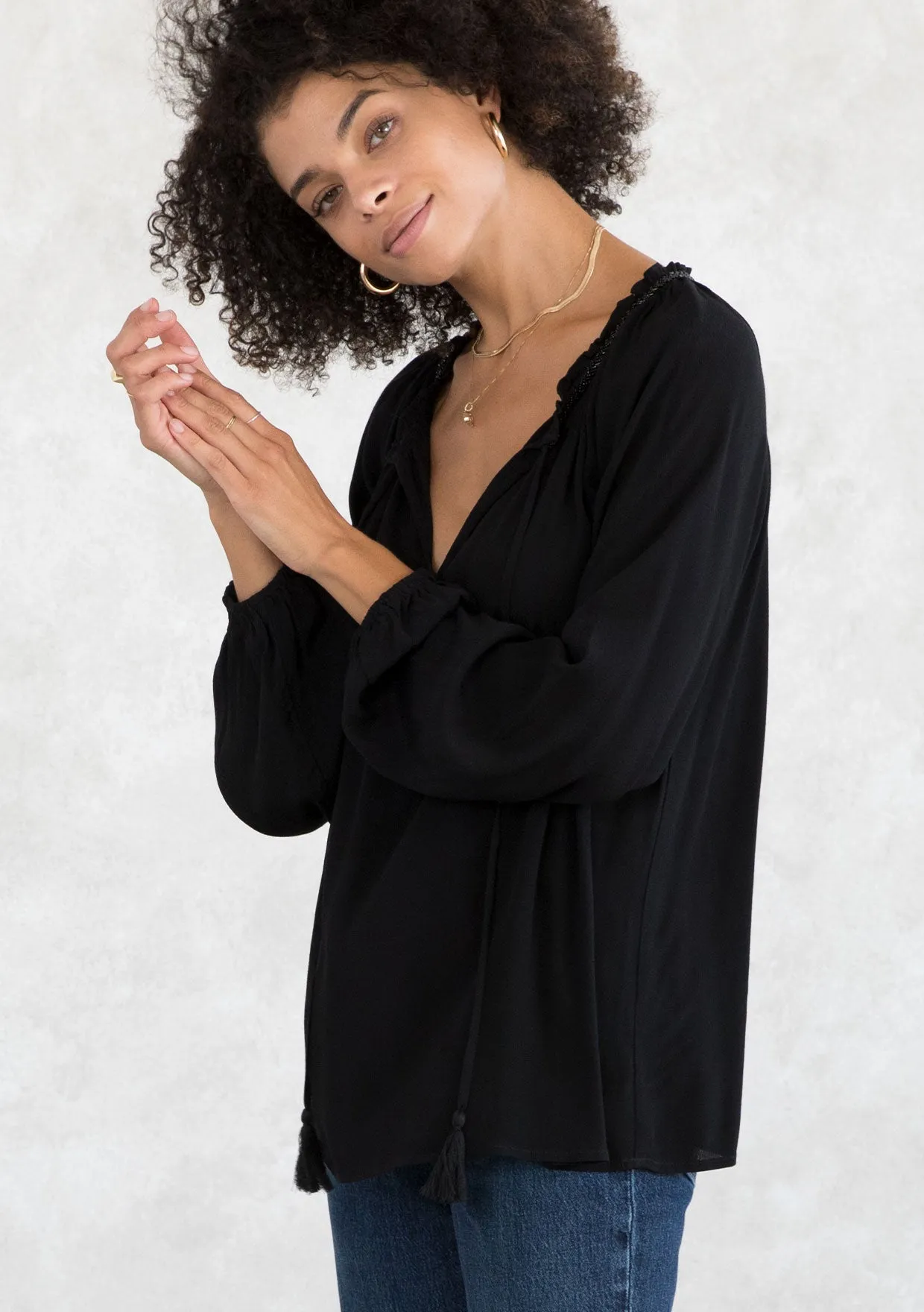 Holiday Bohemian Beaded Peasant Dressy Blouse