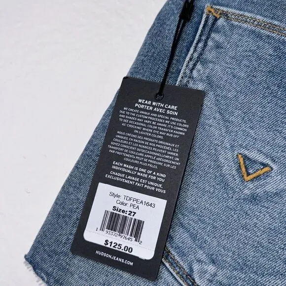 Hudson Gemma Mid Rise Cut Off Denim Shorts Size 27