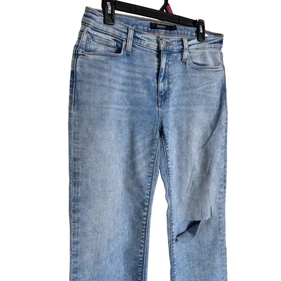 Hudson Jeans Size 27 Nico Straight Cropped Distress Light Wash Vigilance Stretch