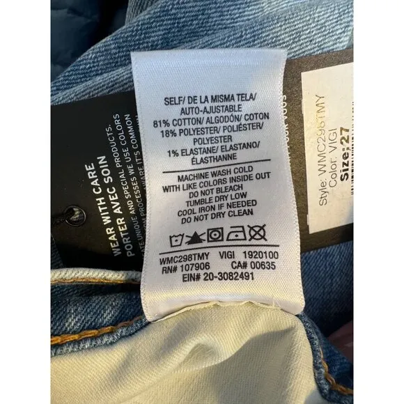 Hudson Jeans Size 27 Nico Straight Cropped Distress Light Wash Vigilance Stretch