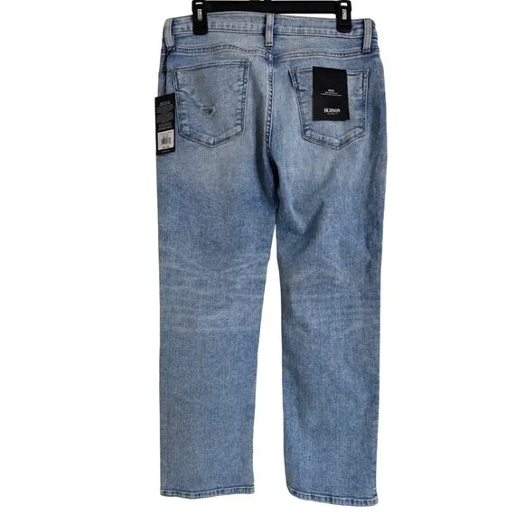 Hudson Jeans Size 27 Nico Straight Cropped Distress Light Wash Vigilance Stretch