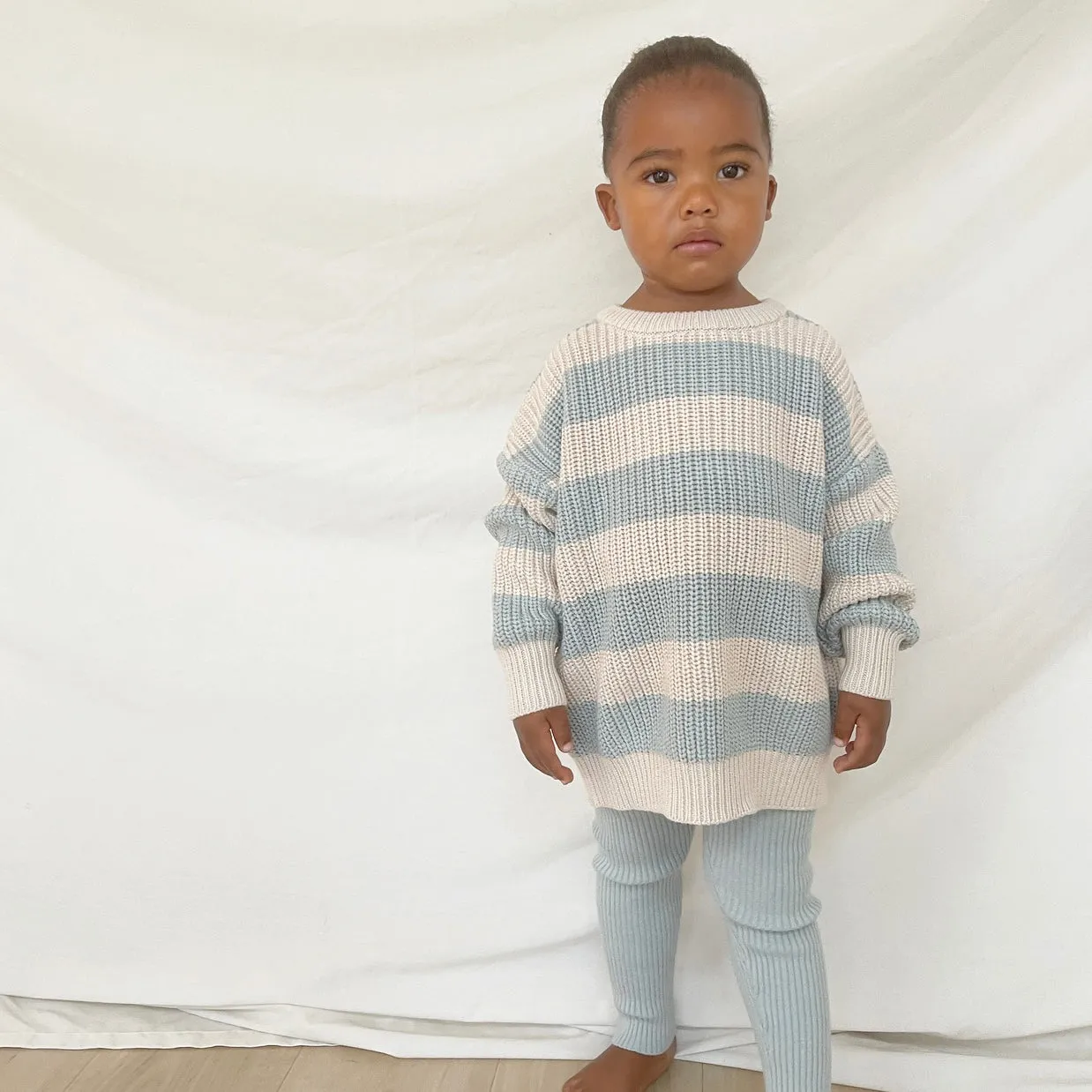 HUNTER & ROSE ASPEN KNIT JUMPER STRIPE MIST