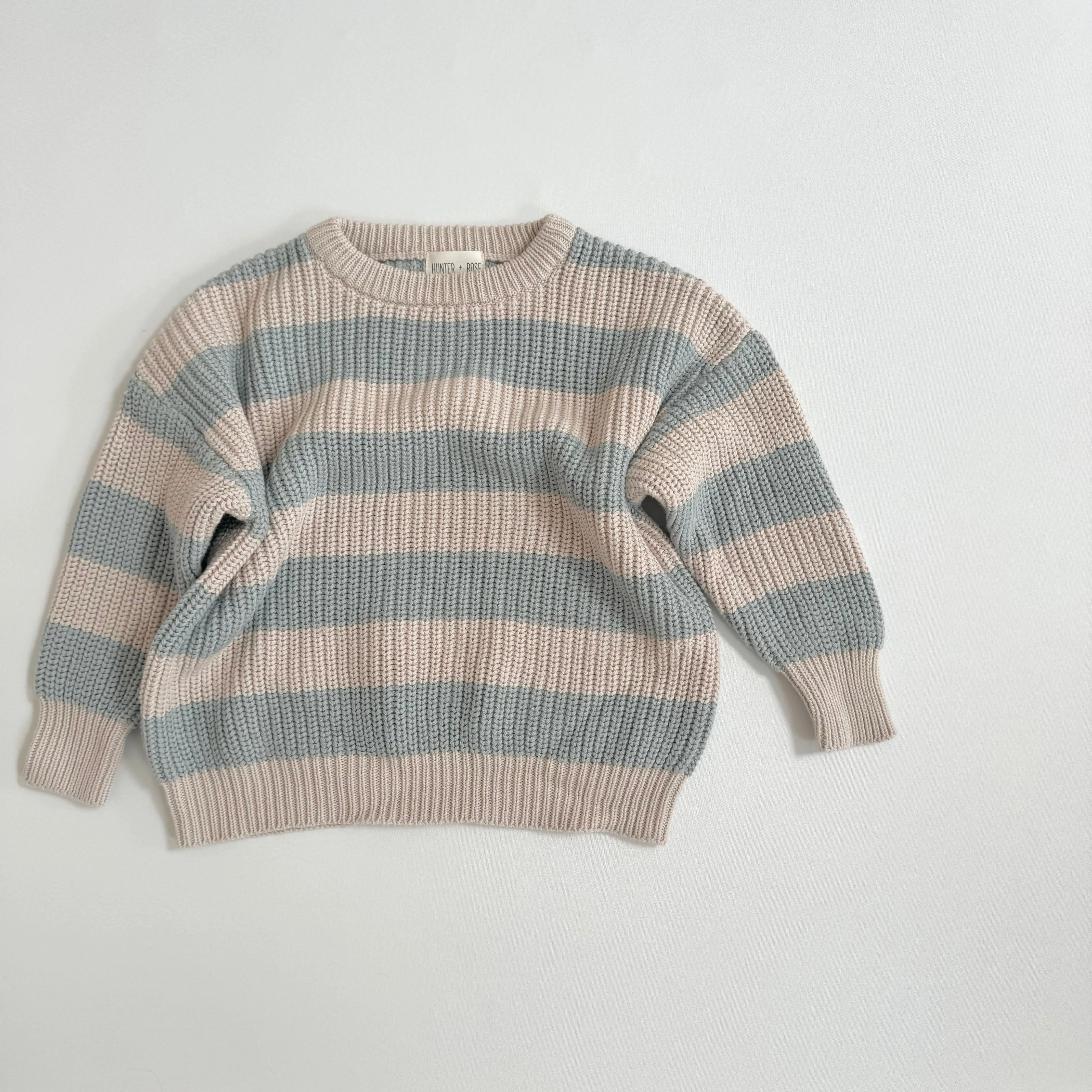 HUNTER & ROSE ASPEN KNIT JUMPER STRIPE MIST