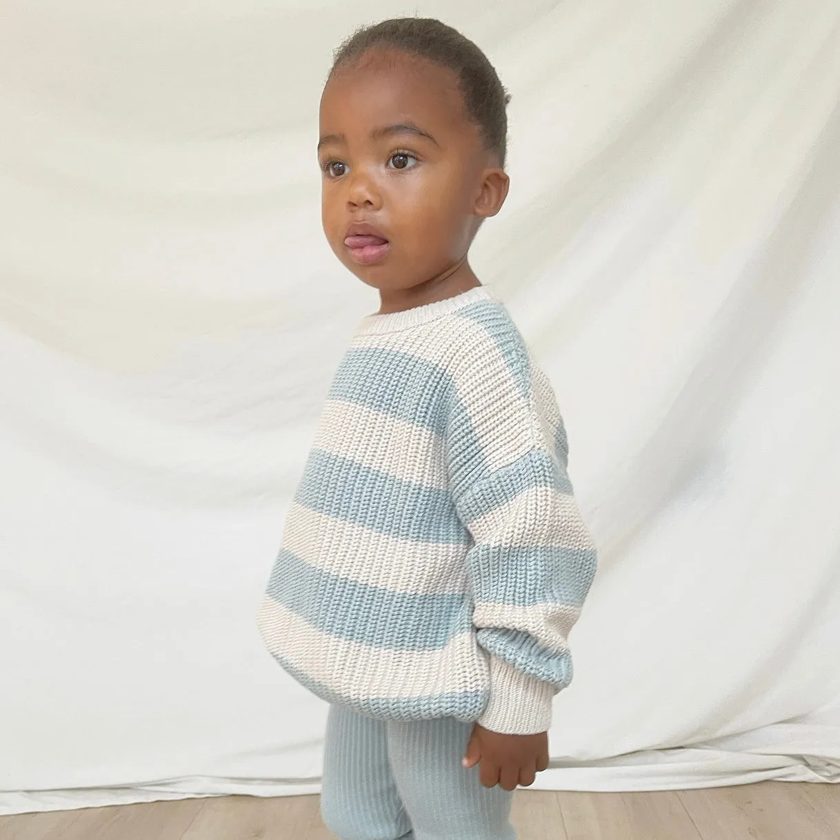 HUNTER & ROSE ASPEN KNIT JUMPER STRIPE MIST