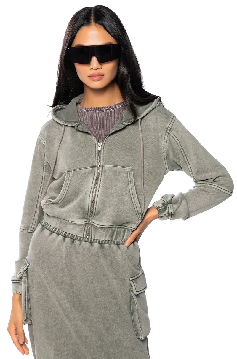 HURRICANE CROPPED ZIP UP HOODIE
