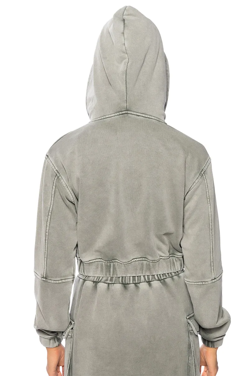 HURRICANE CROPPED ZIP UP HOODIE