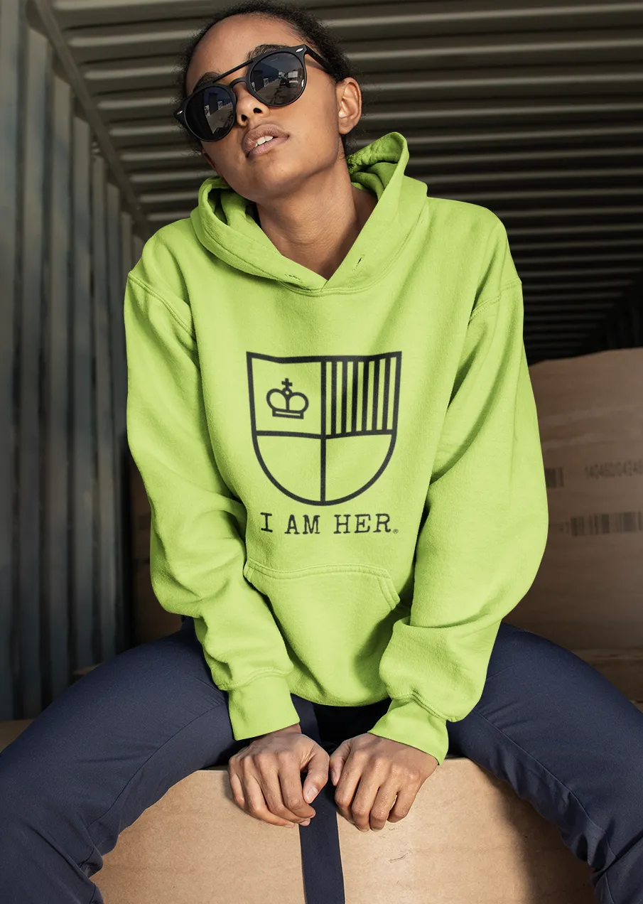 I AM HER Women's Hooded Sweatshirt - Neon