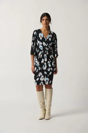 Joseph Ribkoff Black/Multi Animal Print 3/4 Sleeve Sheath Dress 233105
