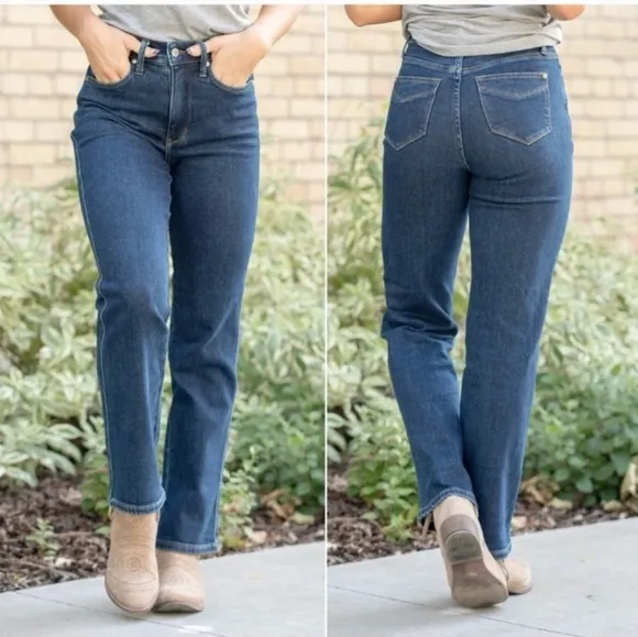 Judy Blue High Rise Tummy Control Top Straight Leg Jean 7 28 JB88575 DK