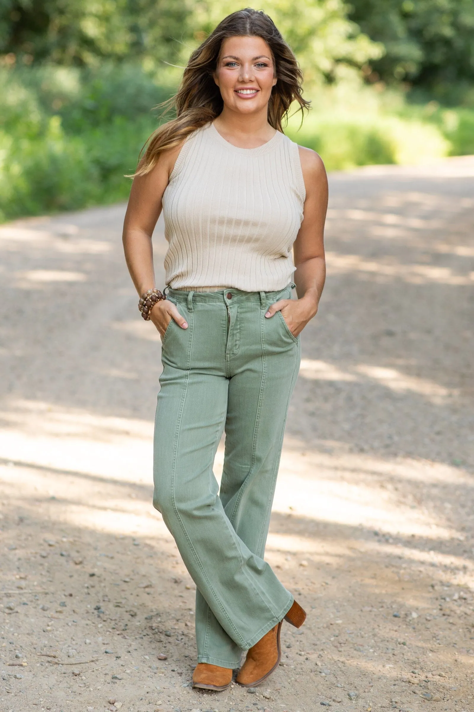Judy Blue Sage Garment Dyed Straight Leg Jeans