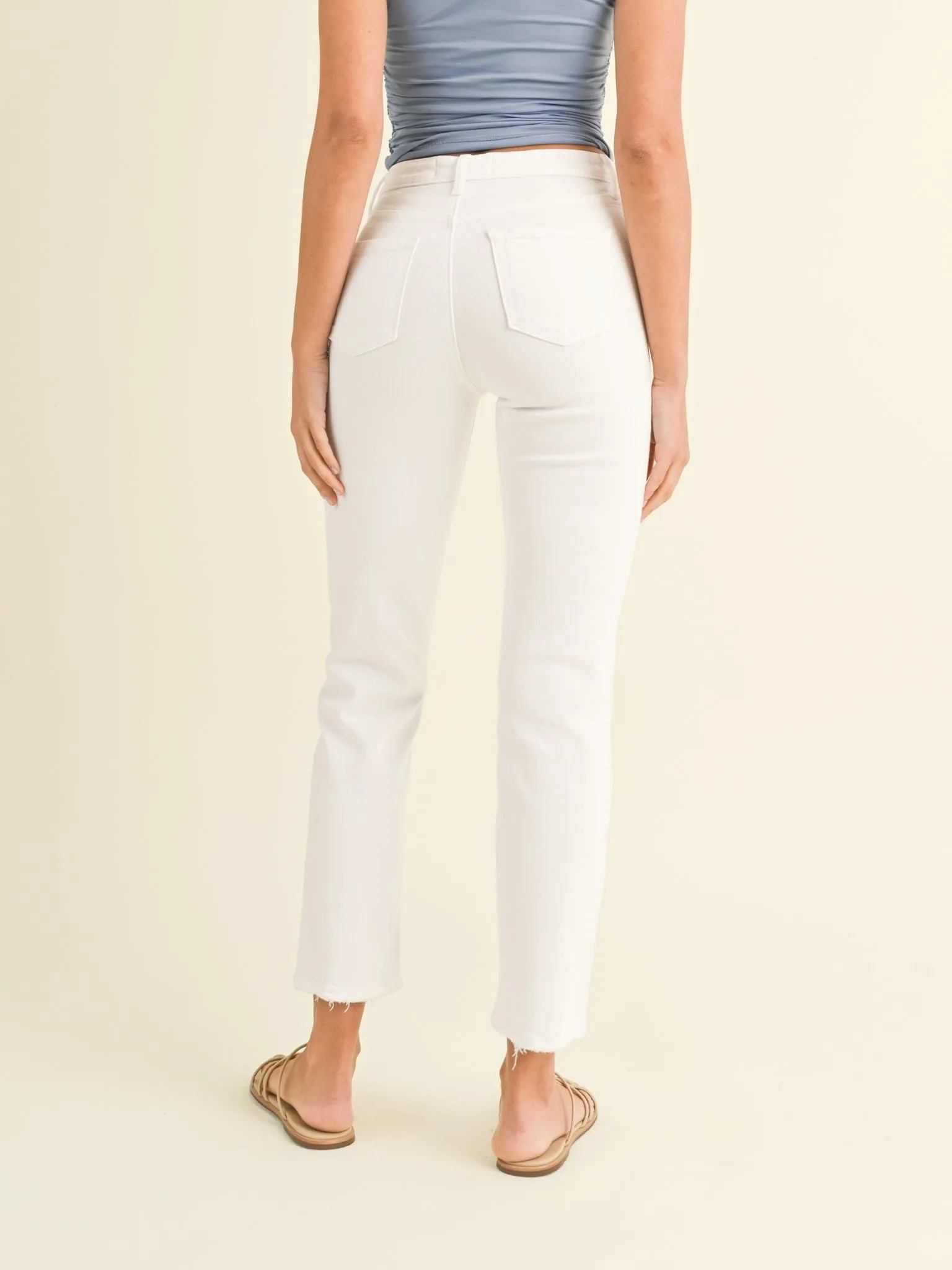 Just Black Optic White Hem Detail Comfort Straight