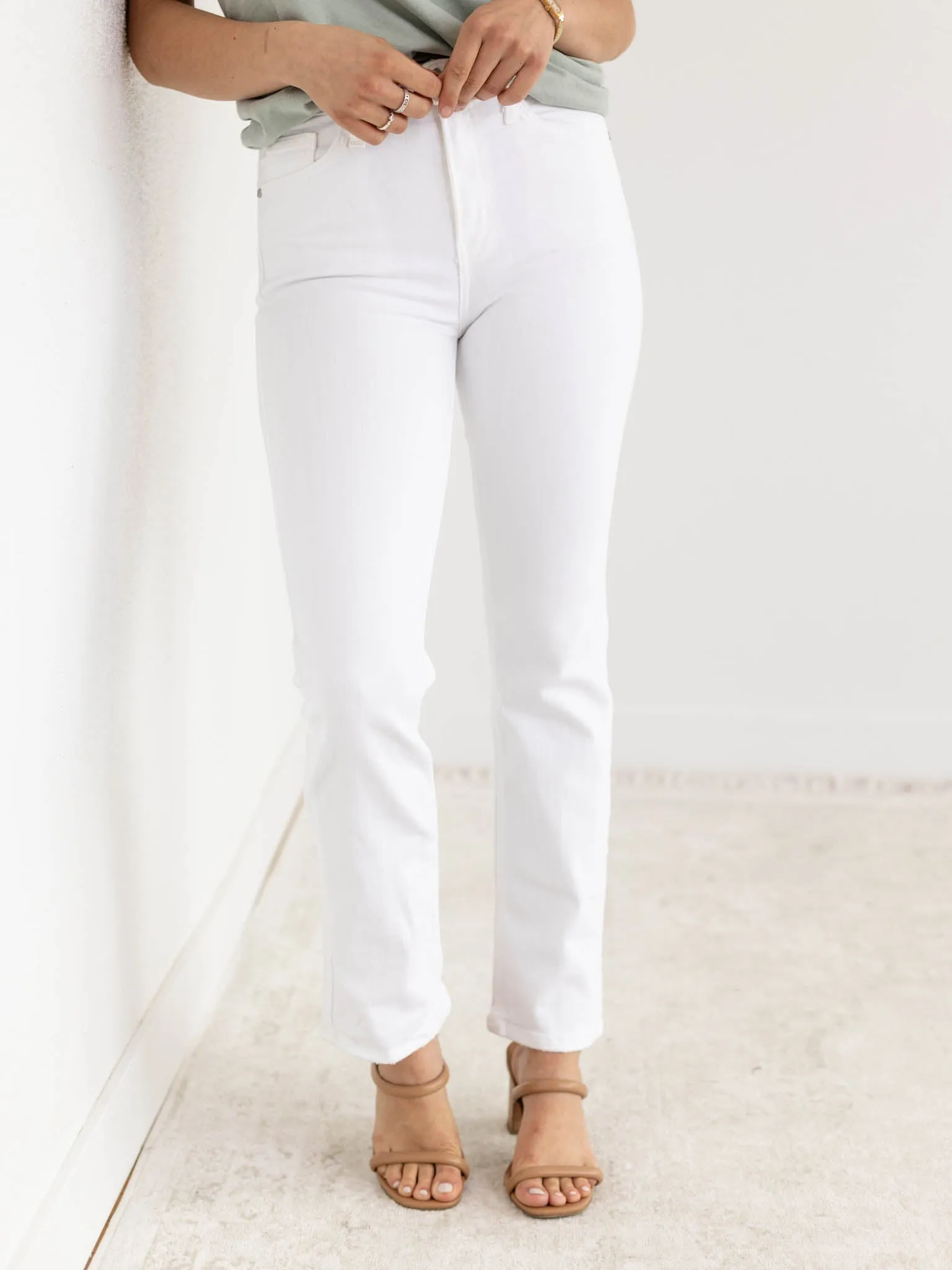 Just Black Optic White Hem Detail Comfort Straight