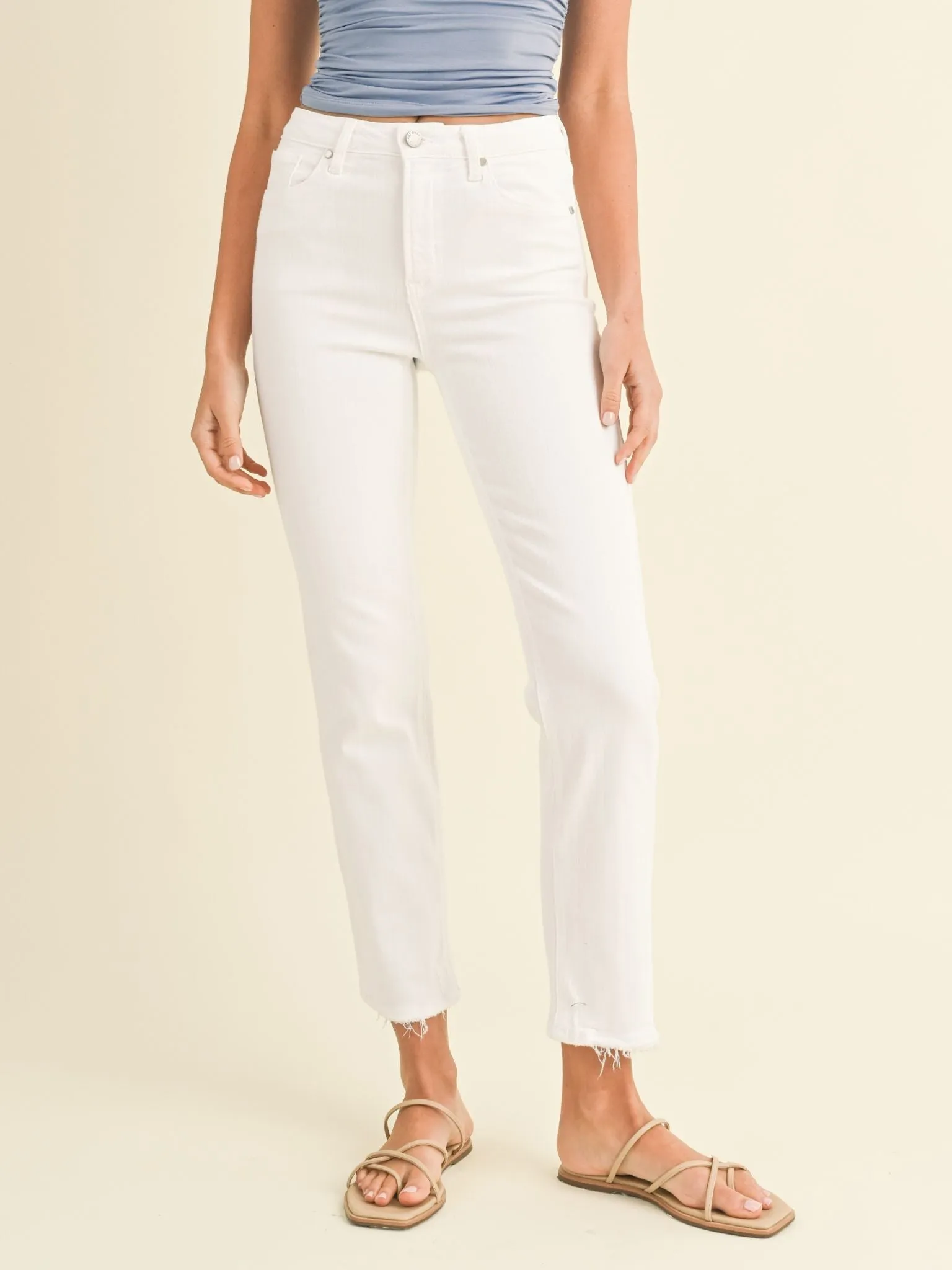 Just Black Optic White Hem Detail Comfort Straight
