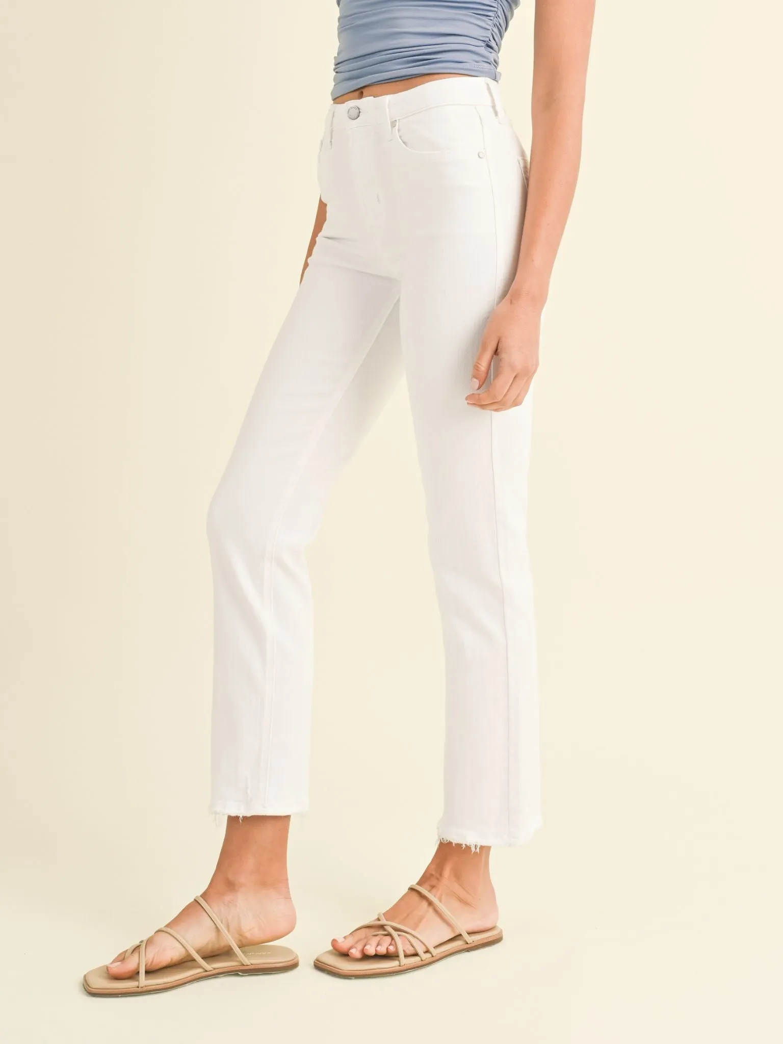 Just Black Optic White Hem Detail Comfort Straight