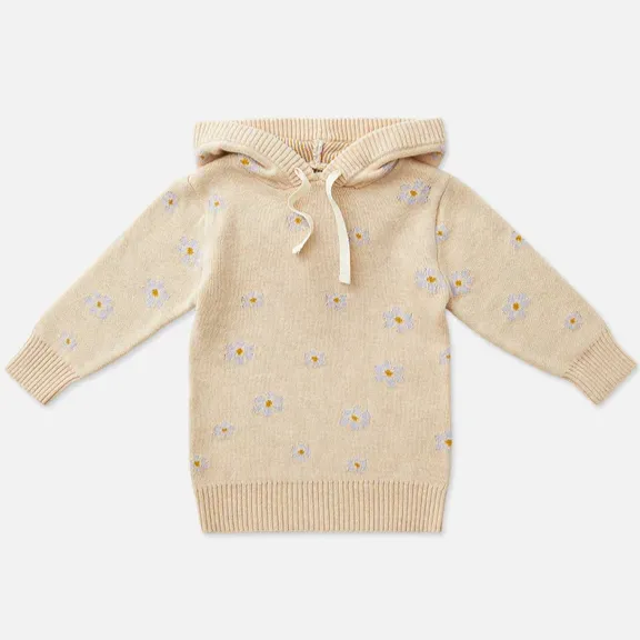 Knit Hooded Sweater - Lavender Bouquet