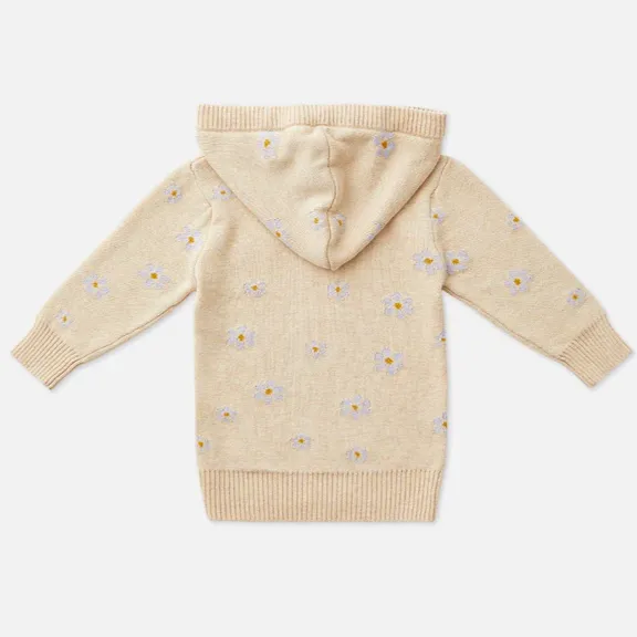 Knit Hooded Sweater - Lavender Bouquet