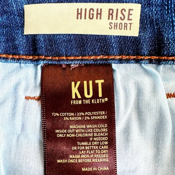 KUT FROM THE KLOTH High Rise Cut Blue Denim Shorts Size 6 NWT