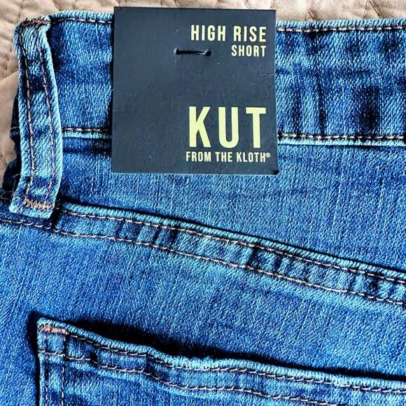 KUT FROM THE KLOTH High Rise Cut Blue Denim Shorts Size 6 NWT