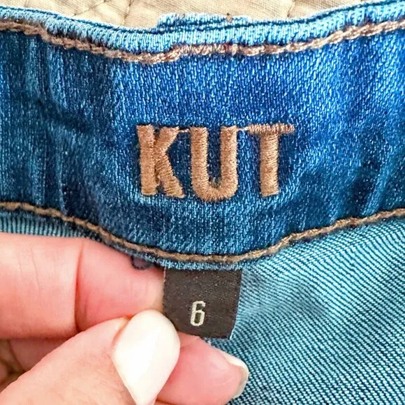 KUT FROM THE KLOTH High Rise Cut Blue Denim Shorts Size 6 NWT