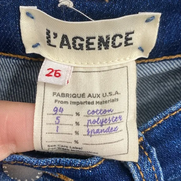 L’Agence Shane Distressed Slouchy Straight Jeans High Rise Medium Wash Size 26