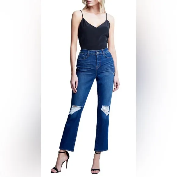 L’Agence Shane Distressed Slouchy Straight Jeans High Rise Medium Wash Size 26